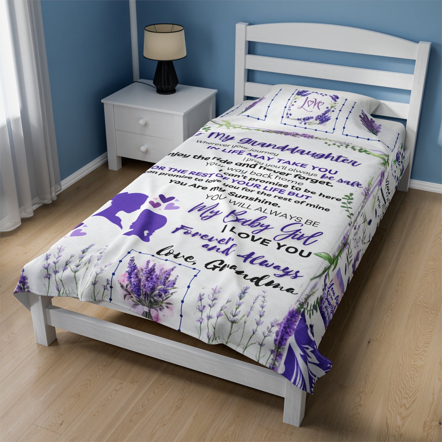 To My Grandaughter Custom Personalized Velveteen Plush Blanket