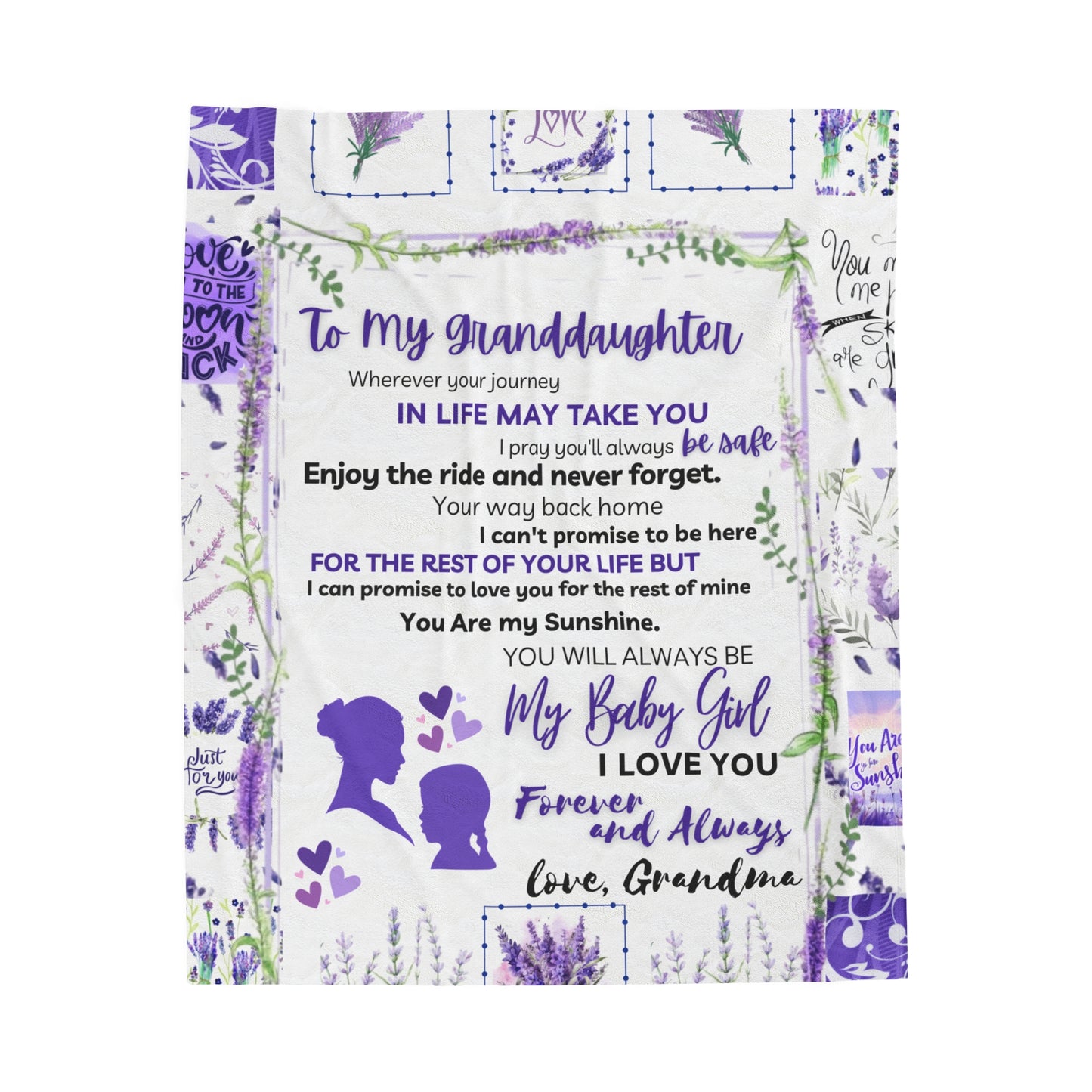To My Grandaughter Custom Personalized Velveteen Plush Blanket