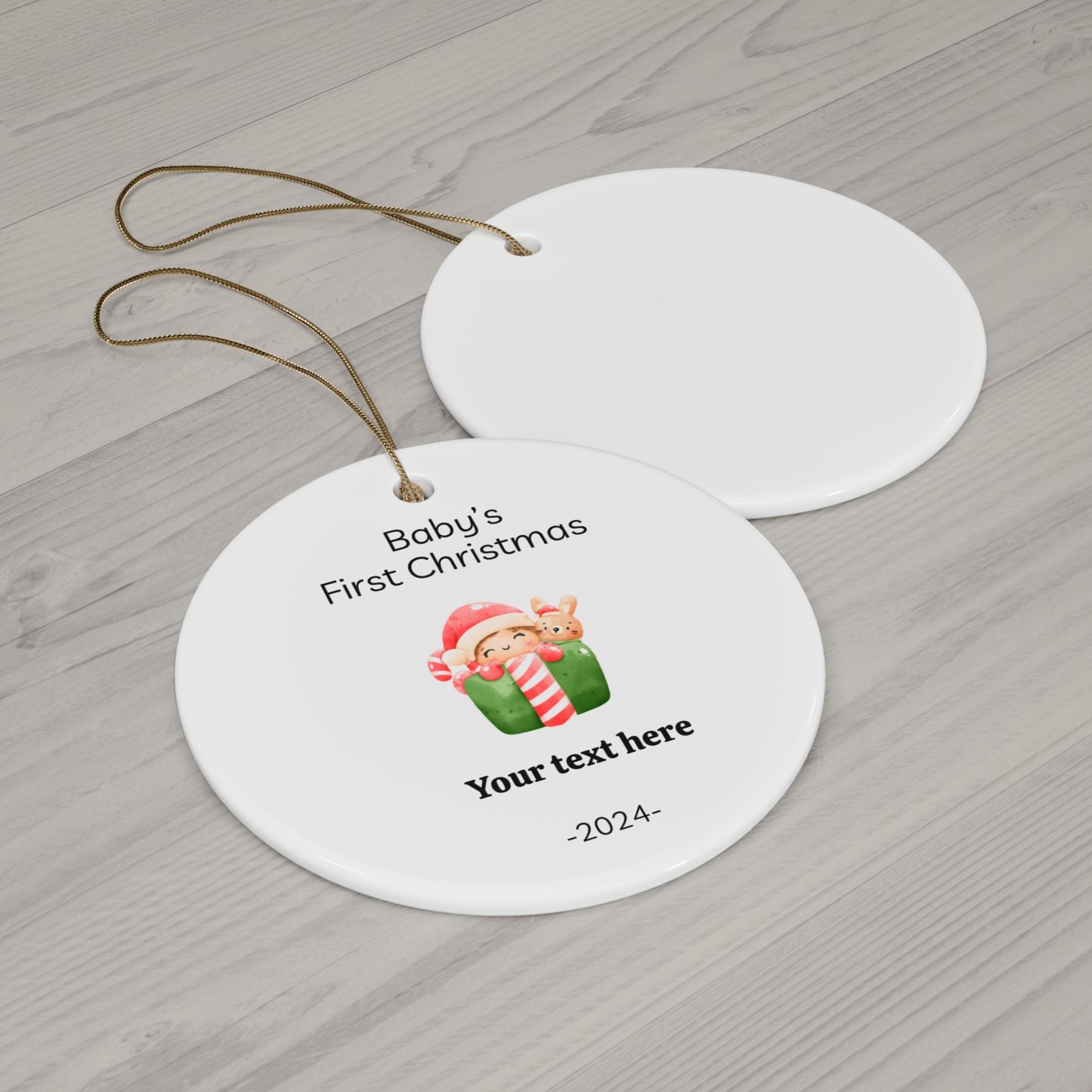 1st Christmas New Baby Custom Personalized Ceramic Ornament Gift Box