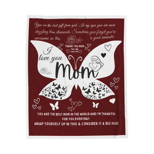 Butterfly Mom Velveteen Plush Blanket