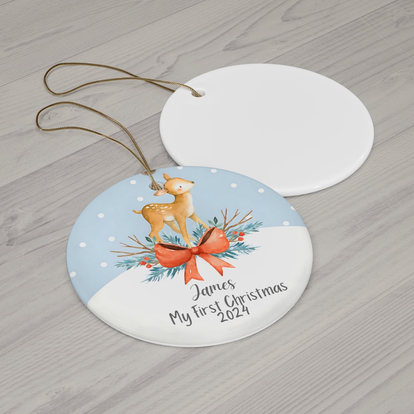 1st Christmas New Baby Custom Personalized Ornament Deer