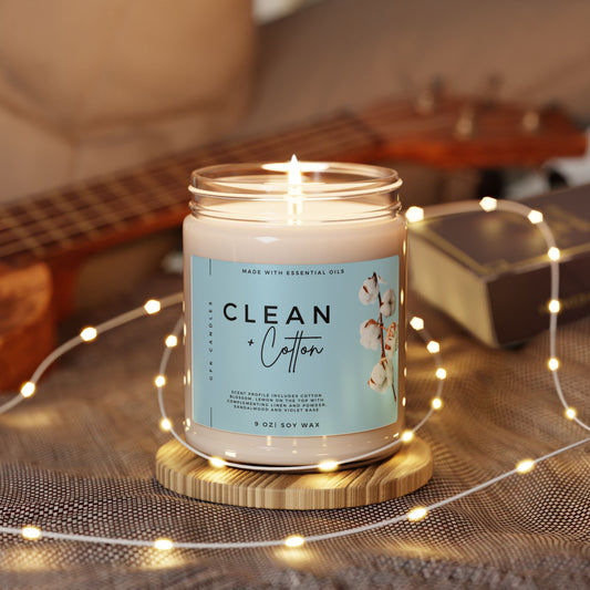 Clean & Cotton Scented Soy Candle, 9oz