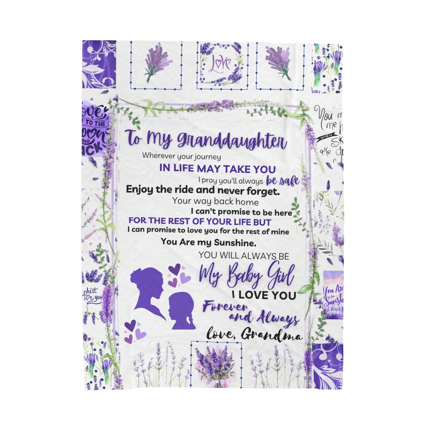 To My Grandaughter Custom Personalized Velveteen Plush Blanket