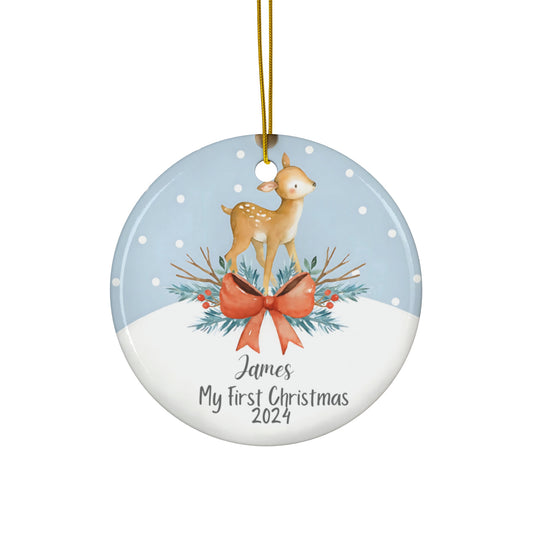 1st Christmas New Baby Custom Personalized Ornament Deer