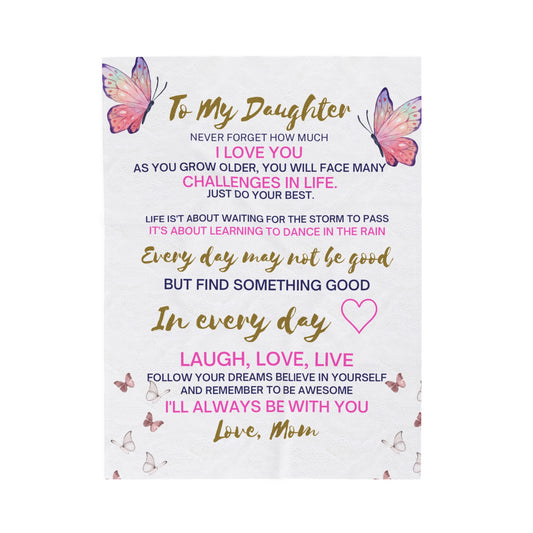 Custom Personalized Velveteen Plush Blanket For My Daughter