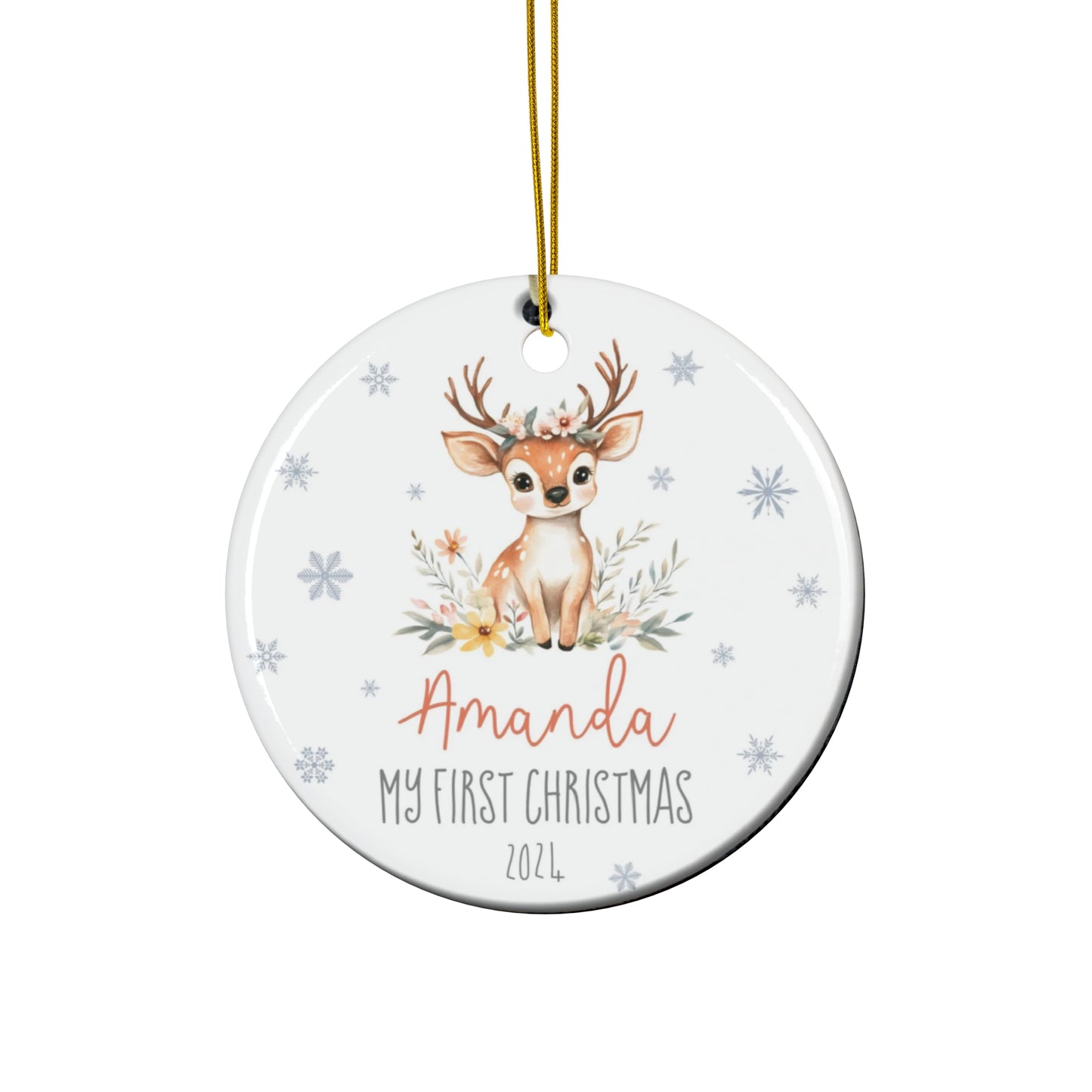 1st Christmas New Baby Personalized Ornament Fawn