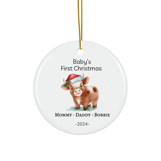 1st Christmas New Baby Personalized Ornament Baby Calf