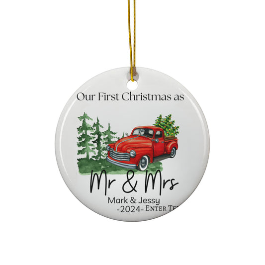 Custom Personalized Christmas Ornament Red Truck