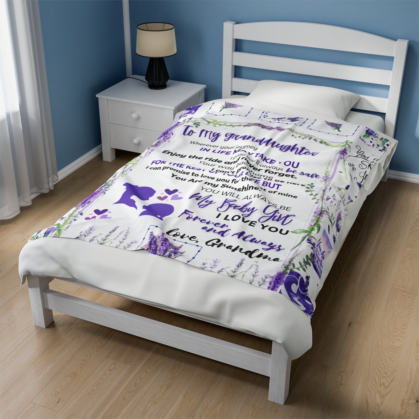 To My Grandaughter Custom Personalized Velveteen Plush Blanket