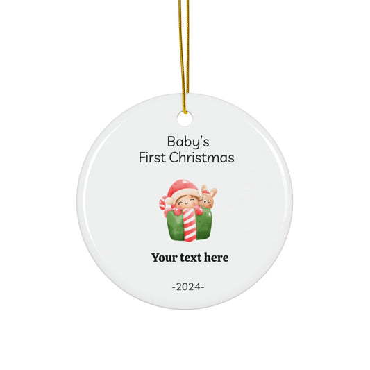 1st Christmas New Baby Custom Personalized Ceramic Ornament Gift Box