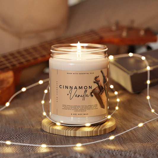 Cinnamon Vanilla Scented Soy Candle, 9oz