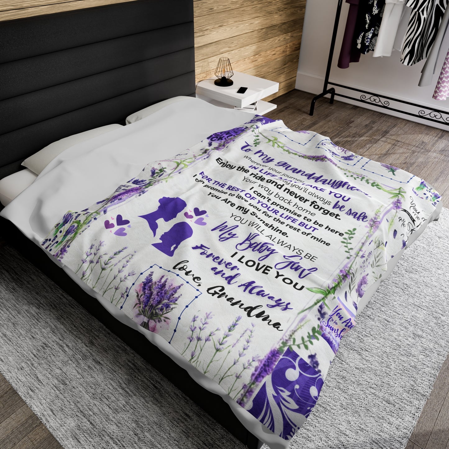 To My Grandaughter Custom Personalized Velveteen Plush Blanket