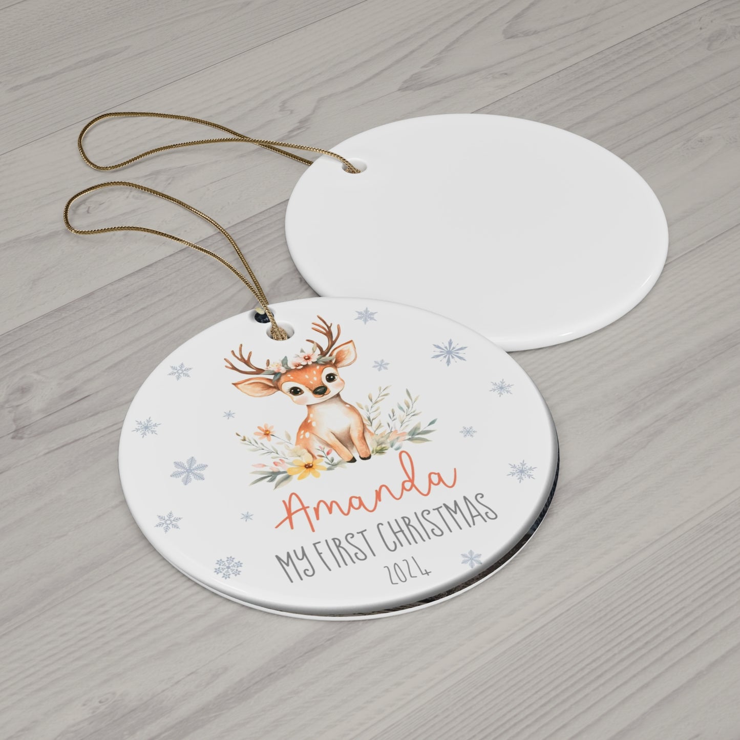 1st Christmas New Baby Personalized Ornament Fawn