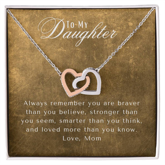 FE22B75A-B820-48DD-9E18-4B52FF2B08F7 To My Daughter | Interlocking Heart Necklace