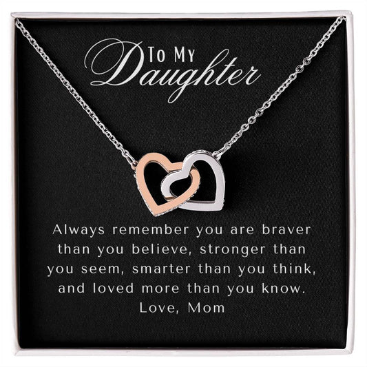 AF3A88CF-3A65-414C-B7E8-1F431C8C00E9 To My Daughter | Interlocking Heart Necklace