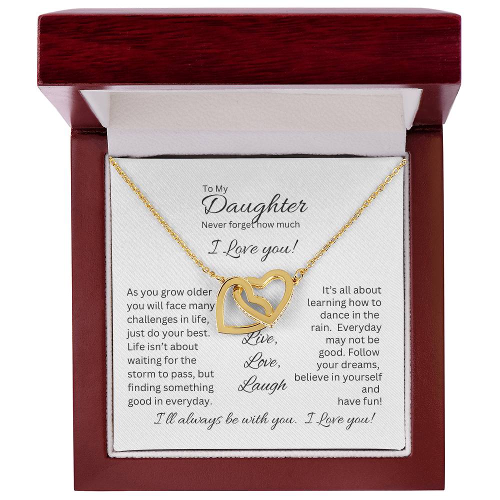 9A98C9C0-ADAC-4106-8818-17D027DEA2A4 To My Daughter | Interlocking Heart Necklace