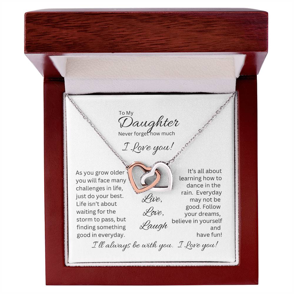 9A98C9C0-ADAC-4106-8818-17D027DEA2A4 To My Daughter | Interlocking Heart Necklace