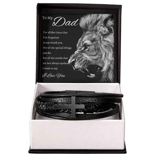 To My Dad Bracelet- Lion Leather band