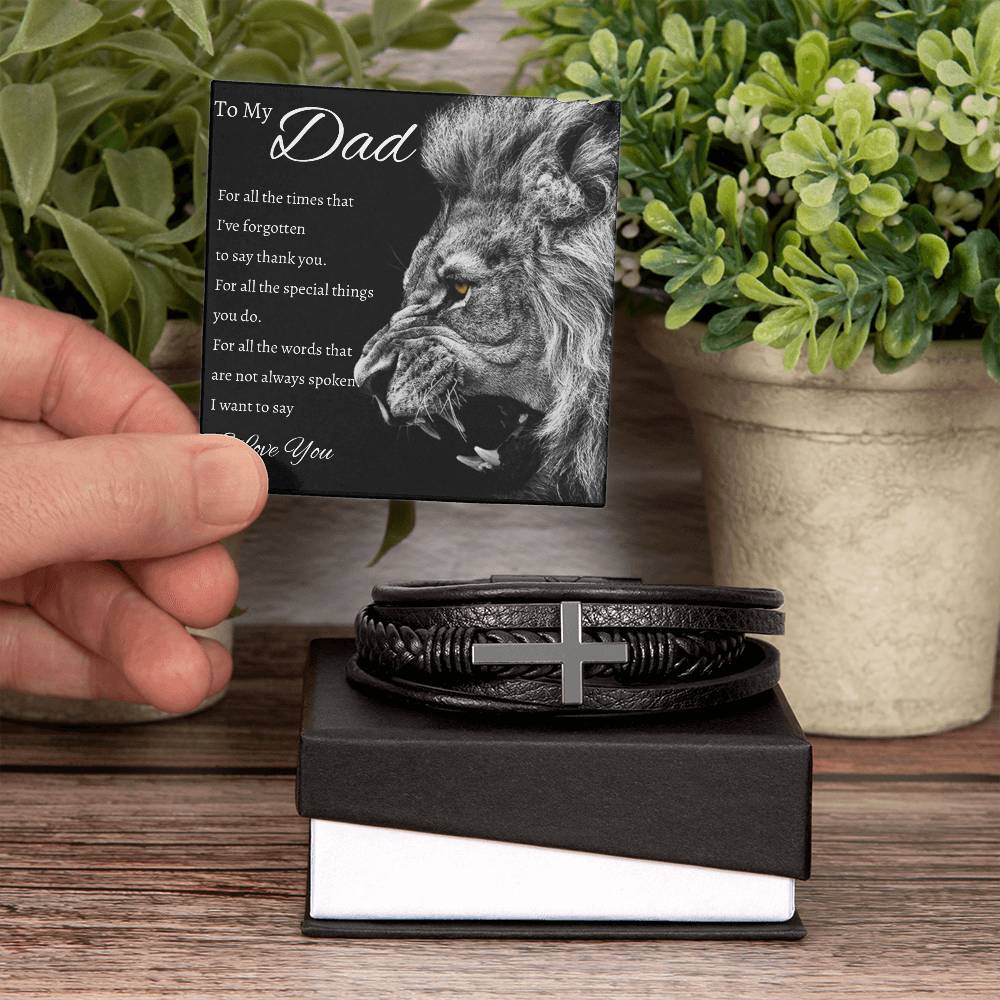 To My Dad Bracelet- Lion Leather band