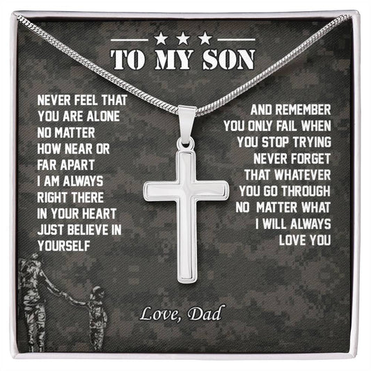 To My Son | I Will Always Love You - Stainless Steel Cross Necklace