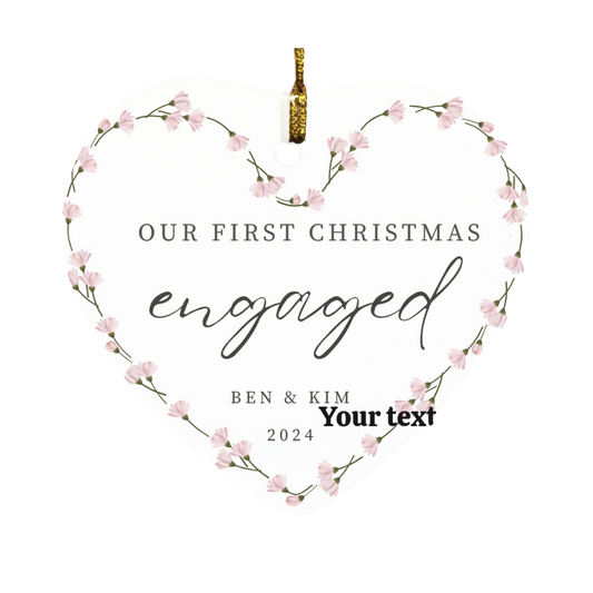 Custom Personalized Ceramic Ornament Our First Christmas Engaged