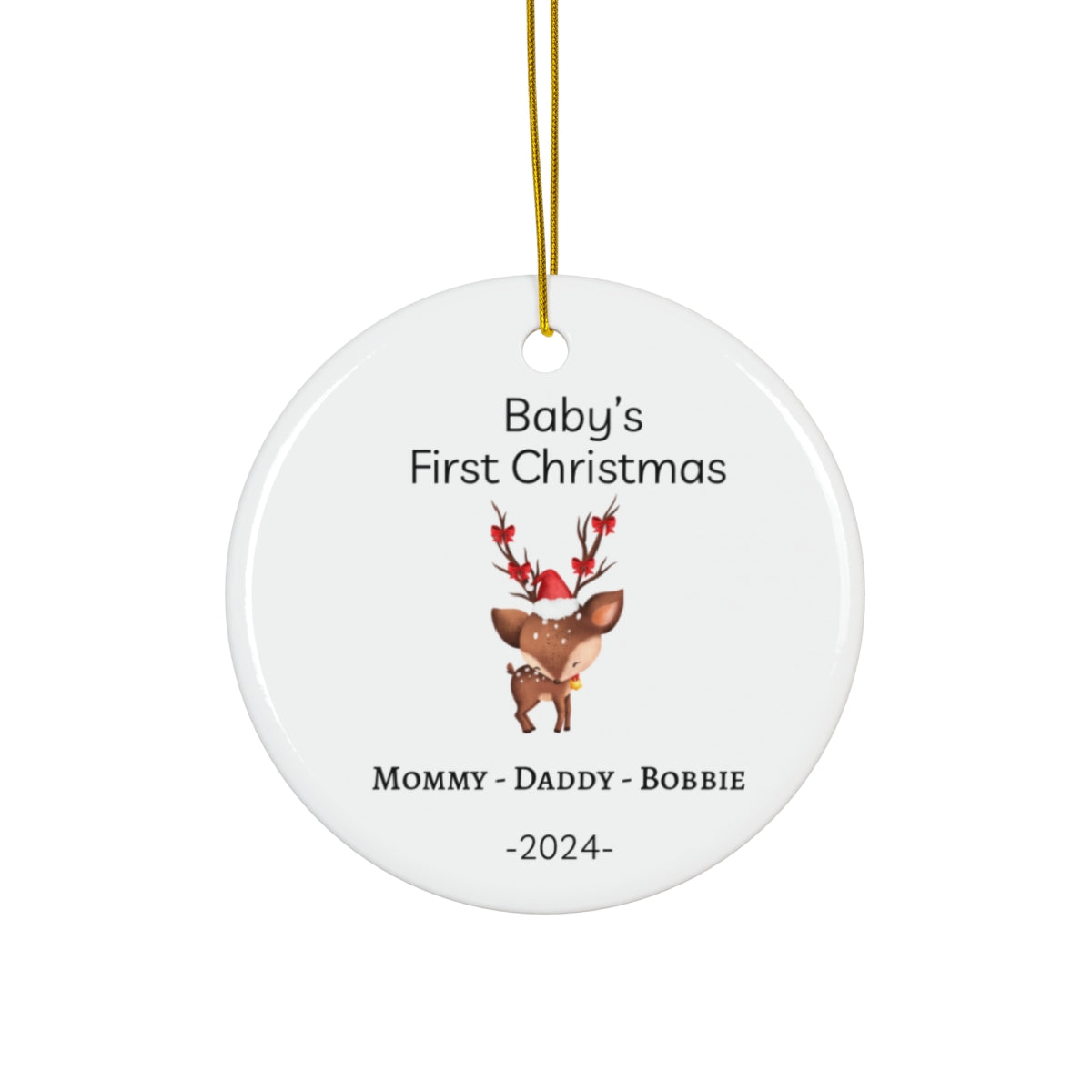 Custom Personalized Christmas Ceramic Ornament Baby Fawn