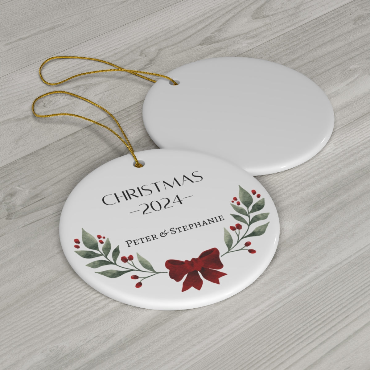 Custom Personalized Ceramic Ornament Christmas Couple Name