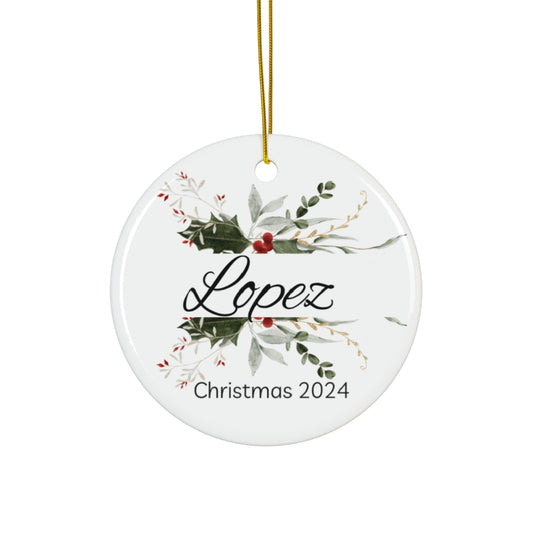 Custom Personalized Christmas Ceramic Ornament Surname