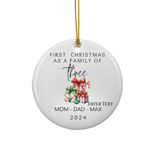 Custom Personalized Christmas Ornament Family of 3 Gift Boxes