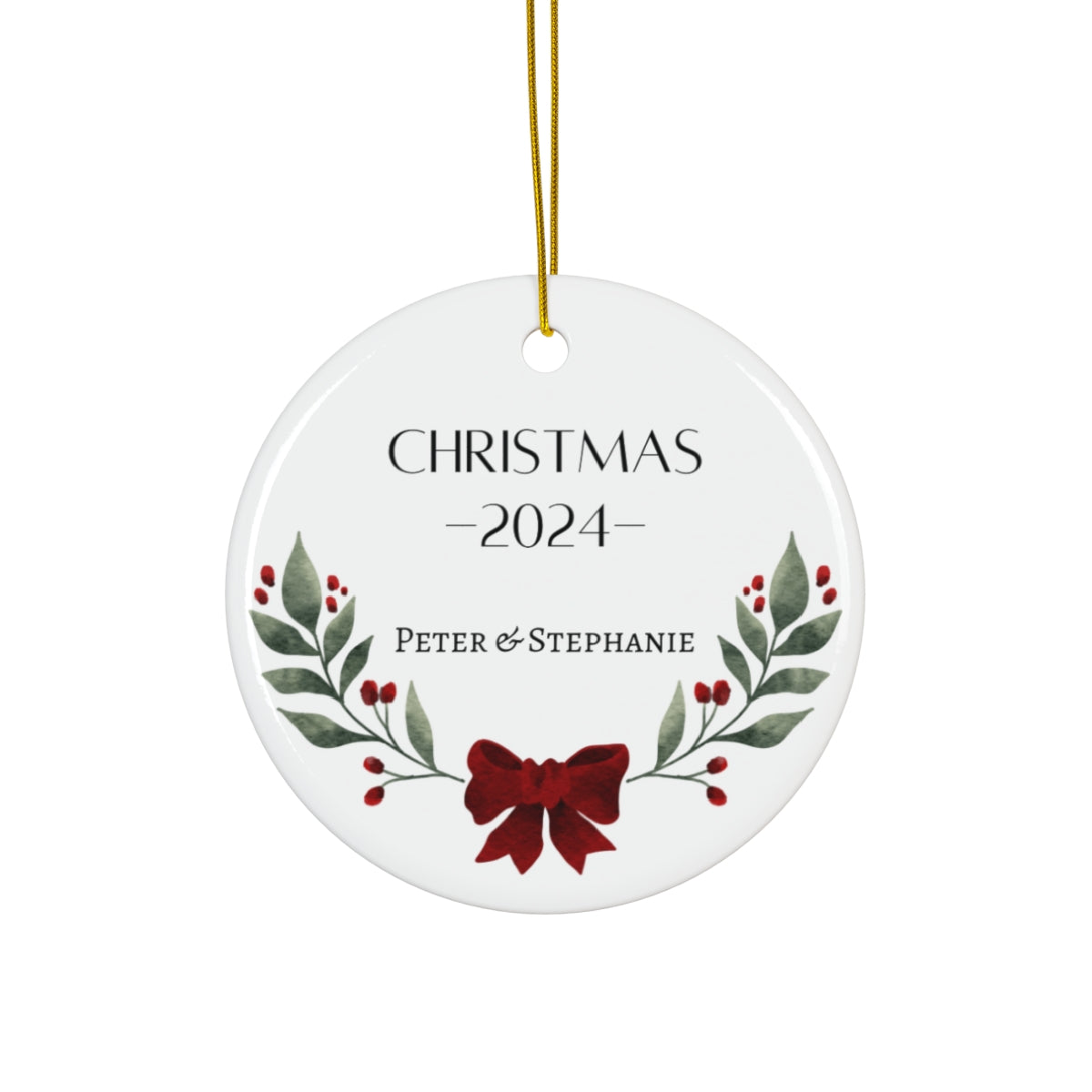 Custom Personalized Ceramic Ornament Christmas Couple Name
