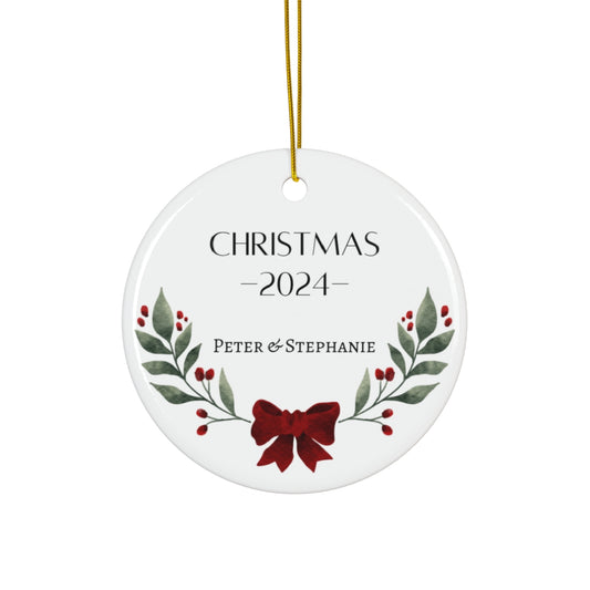 Custom Personalized Ceramic Ornament Christmas Couple Name