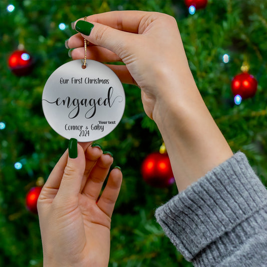Custom Personalized Christmas Ornament, 1st Christmas Engaged