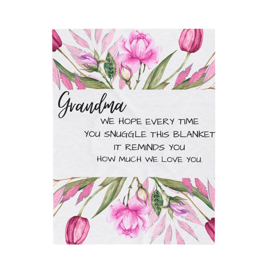 Custom Personalized Velveteen Plush Blanket Grandma Tulips