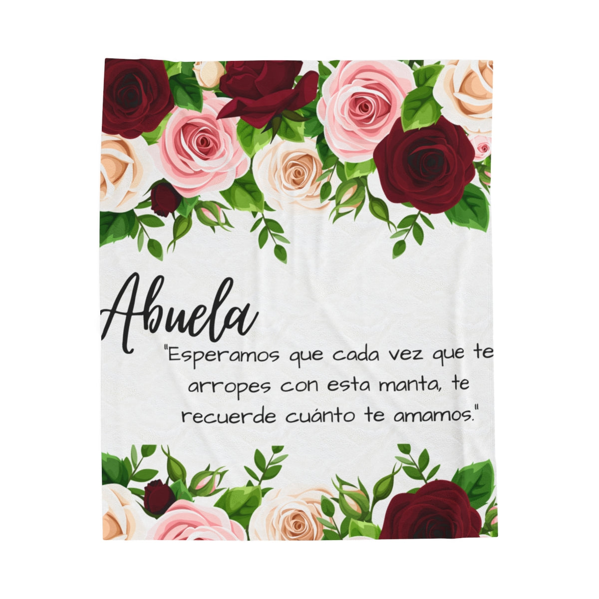 Custom Personalized Velveteen Plush Blanket50x60 AbuelaRed Roses