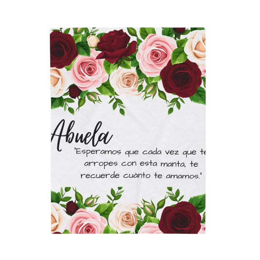 Custom Personalized Velveteen Plush Blanket50x60 AbuelaRed Roses